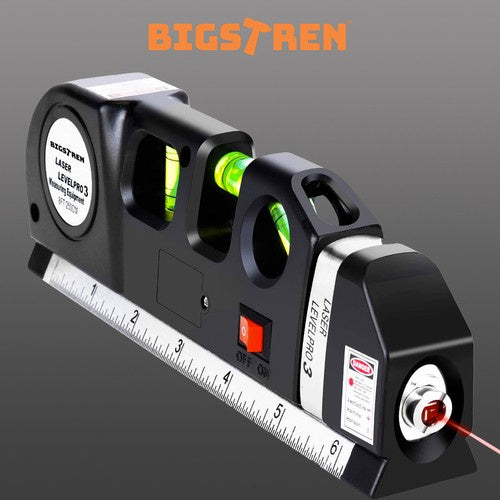Laserska Libela s Mjerom 250 cm i Tri Libele, Crvena, 18 x 6 x 3 cm