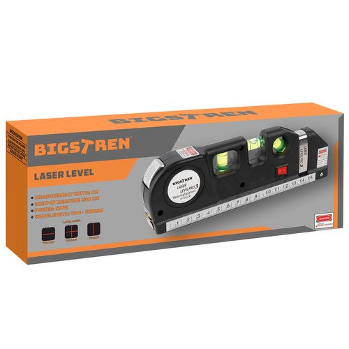 Laserska Libela s Mjerom 250 cm i Tri Libele, Crvena, 18 x 6 x 3 cm