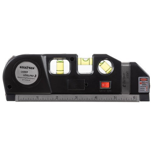 Laserska Libela s Mjerom 250 cm i Tri Libele, Crvena, 18 x 6 x 3 cm