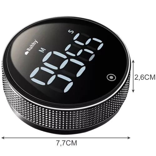 Elektronički Kuhinjski Timer s LED Zaslonom i Magnetom, Crni, 7.7x7.7x2.6 cm