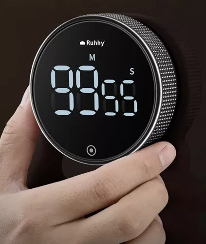 Elektronički Kuhinjski Timer s LED Zaslonom i Magnetom, Crni, 7.7x7.7x2.6 cm