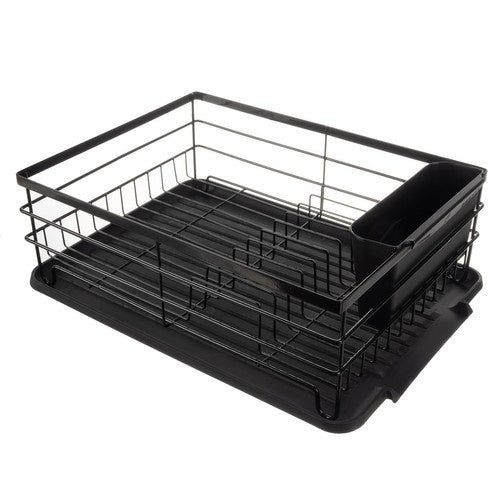 Stalak za Sušenje Posuđa s Odljevom 44 x 31.5 x 13.5 cm Crni
