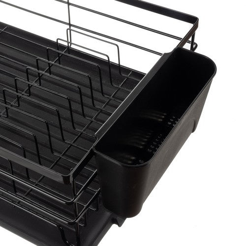 Stalak za Sušenje Posuđa s Odljevom 44 x 31.5 x 13.5 cm Crni