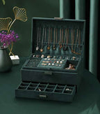 Elegantna Zelena Kutija za Nakit 11.5 x 24.5 x 17.5 cm s Ključem