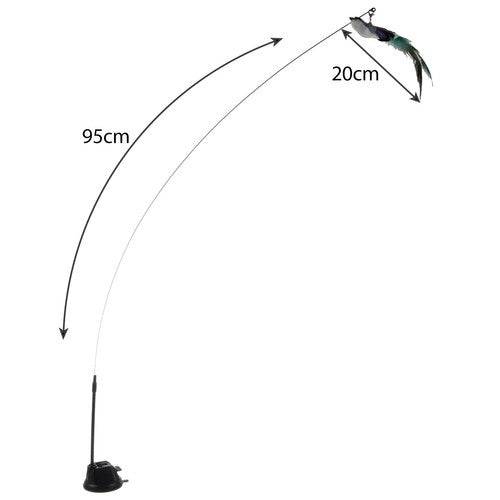 Igračka za Mačke s Usisnom Čašicom, Štapom i Ptičicom, 95 cm
