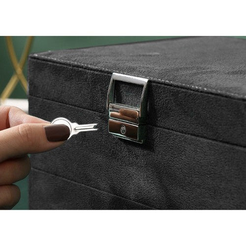 Elegantna Crna Kutija za Nakit 11.5 x 24.5 x 17.5 cm s Ključem