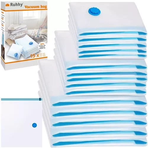 Set Vakuumskih Vrećica 15 Komada 50x70cm, 60x80cm, 70x100cm Prozirno/Plavo