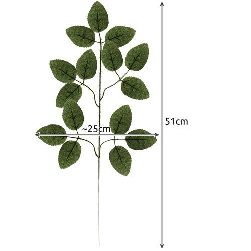 Umjetni Listovi Ruže 47 cm, Set od 12 Komada, Zelena