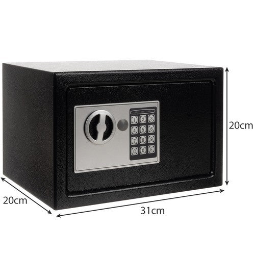 Elektronski Sef s Kodom i Ključem 20 x 31 x 20 cm Crni 10l