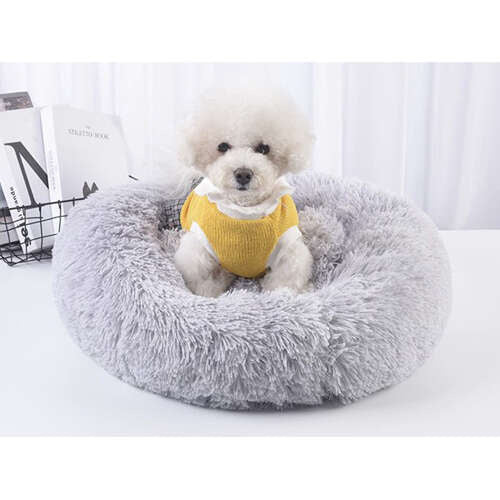 Debeli Okrugli Krevet za Pse i Mačke M, Sivi, 60 x 15 cm