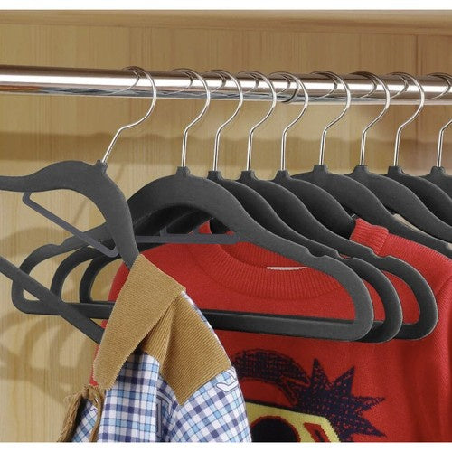 Baršunaste Vješalice za Odjeću 20 Komada 22.5 x 45 x 0.6 cm Sive
