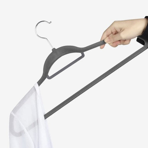 Baršunaste Vješalice za Odjeću 20 Komada 22.5 x 45 x 0.6 cm Sive