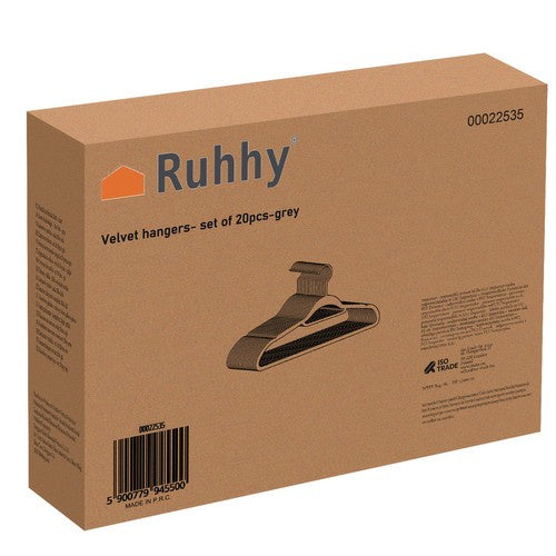 Baršunaste Vješalice za Odjeću 20 Komada Crne 22.5 x 45 x 0.6 cm