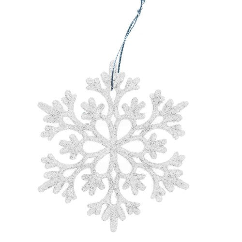 Božićne Kuglice Pahulje 12 Komada Bijele Sa Šljokicama