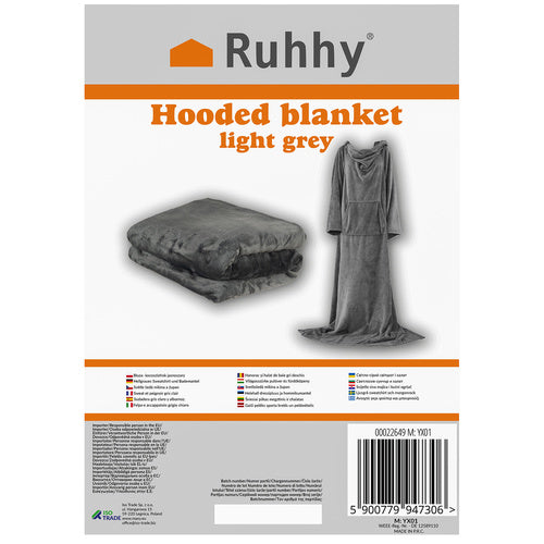 Sivi Ogrtač Deka s Rukavima XXL 210x210 cm