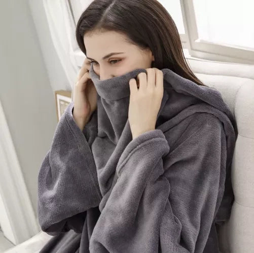 Sivi Ogrtač Deka s Rukavima XXL 210x210 cm