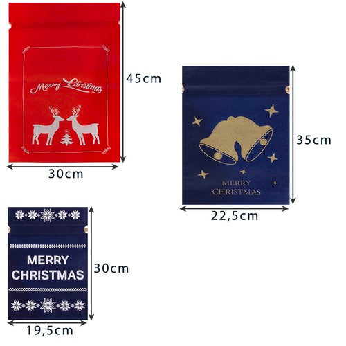 Božićne Poklon Vrećice, Set od 8 Komada, Višebojne, 3 Veličine