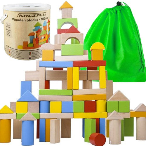 Drvene Kocke - 100 Kocki + Kanta + Sorter + Torba