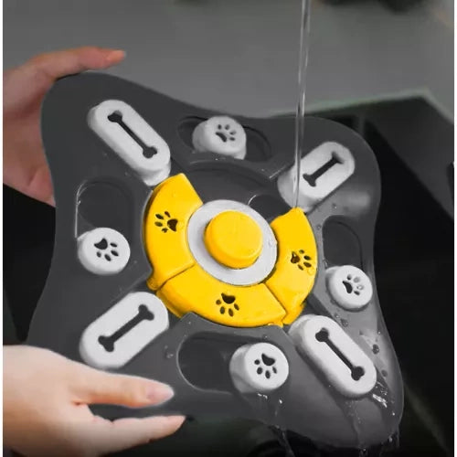 Interaktivna Igračka za Pse s Posudom za Usporavanje Jedenja 25.5 x 25.5 x 2.5 cm Crno-Žuto-Bijela