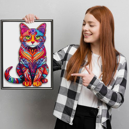 Drvena Slagalica Mačka 38 x 24 cm, 130 Dijelova, Višebojna