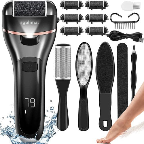 Električna Turpija za Stopala  Crna, Set s 6 Glava