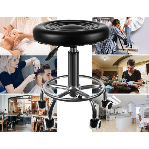 Frizerski Stolac s Kotačićima, Crni, Podesive Visine 43-54 cm
