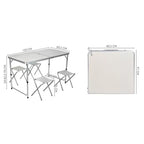 Kamp Set Stol s 4 Sklopive Stolice, Podesiva Visina, 120 x 70 cm