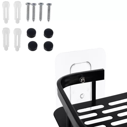 Aluminijska Polica za Kupaonicu 2 Komada Crna 30 x 13 x 4.7 cm