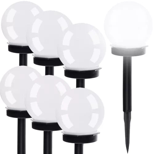 Solarna Vrtna Lampa Kugla Set 6 Komada 35 x 9 cm Hladno Bijela IP44