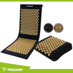 Akupresurna Prostirka s Jastukom i 2 Masažne Loptice 115x40 cm Crno-Zlatna