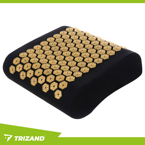 Akupresurna Prostirka s Jastukom i 2 Masažne Loptice 115x40 cm Crno-Zlatna