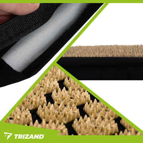 Akupresurna Prostirka s Jastukom i 2 Masažne Loptice 115x40 cm Crno-Zlatna