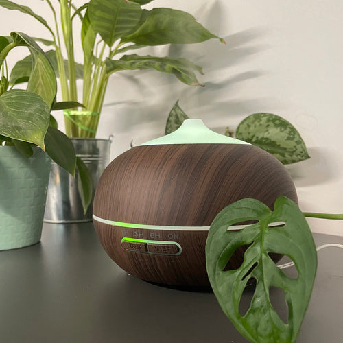 Aroma Difuzor i Ovlaživač Zraka 400ml s LED Svjetlom i Daljinskim, Smeđi