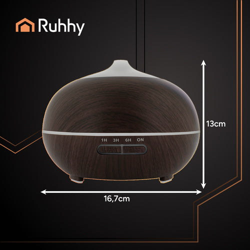 Aroma Difuzor i Ovlaživač Zraka 400ml s LED Svjetlom i Daljinskim, Smeđi