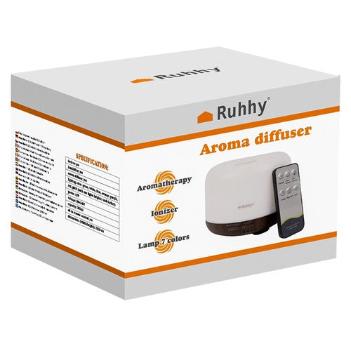 Aroma Difuzor i Ovlaživač Zraka s LED Svjetlom i Daljinskim, 300 ml, Bijelo-smeđi