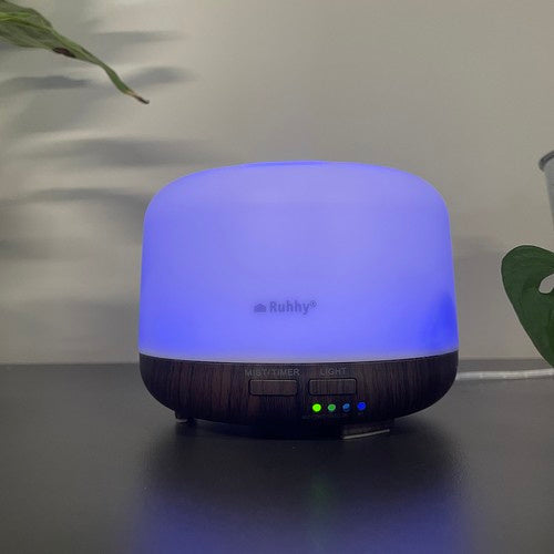 Aroma Difuzor i Ovlaživač Zraka s LED Svjetlom i Daljinskim, 300 ml, Bijelo-smeđi