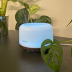 Aroma Difuzor i Ovlaživač Zraka s LED Svjetlom i Daljinskim, 300 ml, Bijelo-smeđi