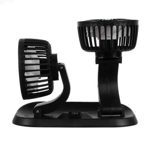 Auto Ventilator s Dvije Glave 12V, Crni, 14.5 x 11 x 21.7 cm