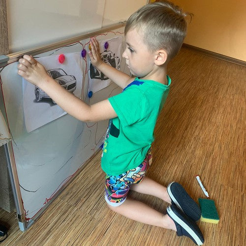 Magnetna Suha Ploča 60x90 cm Bijela s Markerima, Magnetima i Spužvom