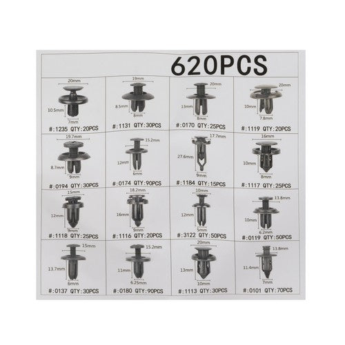 Set Auto Klipova s Izvlakačem, 620 Komada u Kutiji, 16.5 x 16.5 x 12.5 cm