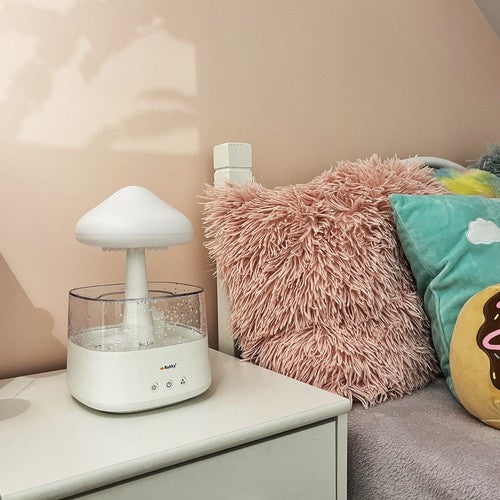 Ovlaživač Zraka s LED Noćnim Svjetlom i Efektom Kiše 26 x 16 x 16 cm Bijeli