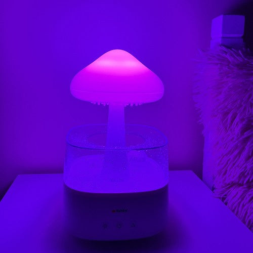 Ovlaživač Zraka s LED Noćnim Svjetlom i Efektom Kiše 26 x 16 x 16 cm Bijeli
