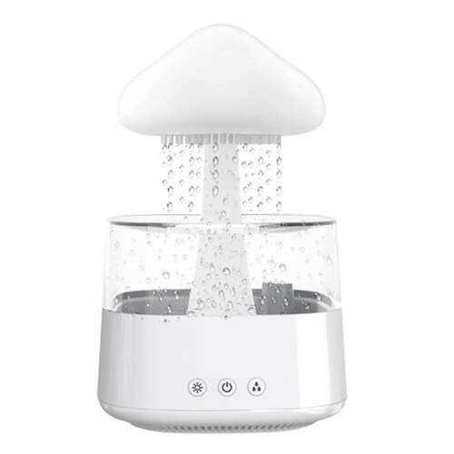 Ovlaživač Zraka s LED Noćnim Svjetlom i Efektom Kiše 26 x 16 x 16 cm Bijeli