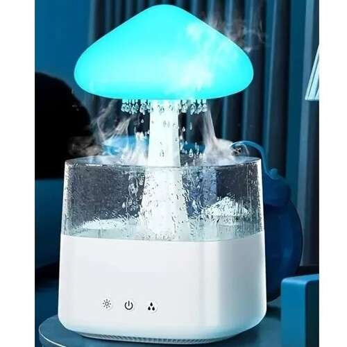Ovlaživač Zraka s LED Noćnim Svjetlom i Efektom Kiše 26 x 16 x 16 cm Bijeli