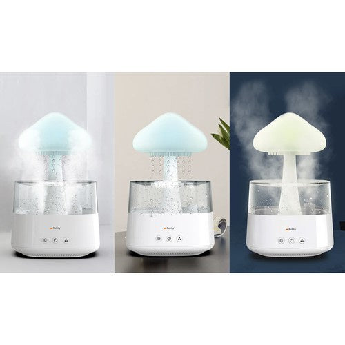 Ovlaživač Zraka s LED Noćnim Svjetlom i Efektom Kiše 26 x 16 x 16 cm Bijeli