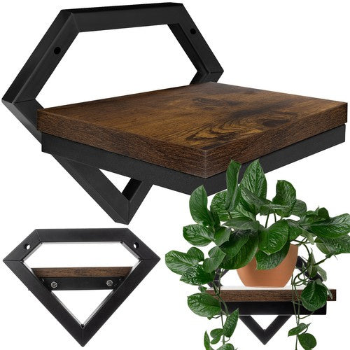 Zidna Polica Loft Stil 19 x 23 x 20 cm Crna MDF/Čelik