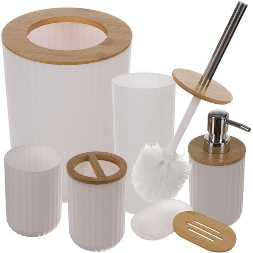 Set Kupaonskih Pribora od 6 Dijelova, Bijelo/Smeđe, 26 x 19.5 x 19.5 cm