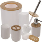 Set Kupaonskih Pribora od 6 Dijelova, Bijelo/Smeđe, 26 x 19.5 x 19.5 cm