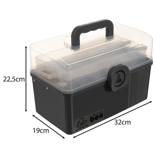 Veliki Organizator Za Lijekove 32 x 22.5 x 19 cm Sivi/Prozirni