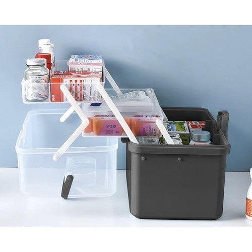Veliki Organizator Za Lijekove 32 x 22.5 x 19 cm Sivi/Prozirni